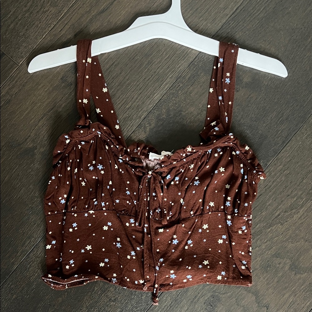 La Hearts Brown Floral Tank Top